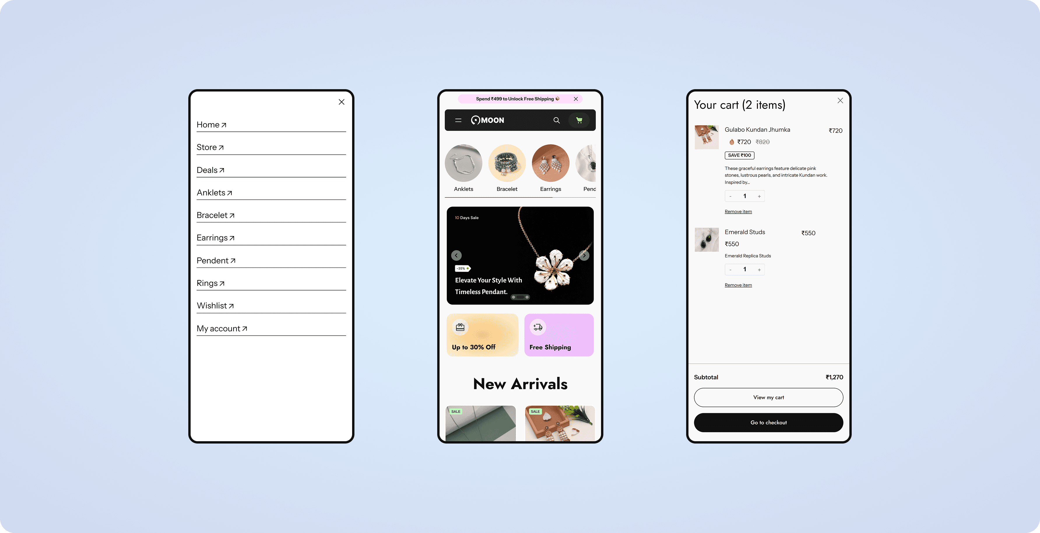 ninemoon mobile UI